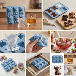 3D Highland Cow Ice Cube Mold Food Grade Silicone BPA Free Easy Release Ice Tray For Whiskey Cocktails Summer Bar Drinks Chocolate Making Kitchen Gadget