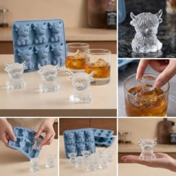 3D Highland Cow Ice Cube Mold Food Grade Silicone BPA Free Easy Release Ice Tray For Whiskey Cocktails Summer Bar Drinks Chocolate Making Kitchen Gadget