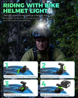 Cycling Helmet Light 1000 Lums LED Flashlight Headlight & Handlebar Lamp USB Rechargeable MTB Road Bike Riding Night Safety Light
