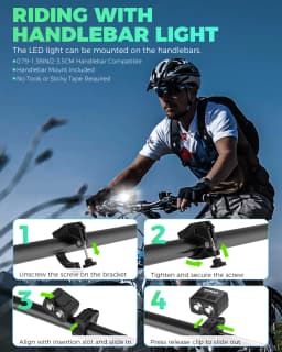 Cycling Helmet Light 1000 Lums LED Flashlight Headlight & Handlebar Lamp USB Rechargeable MTB Road Bike Riding Night Safety Light