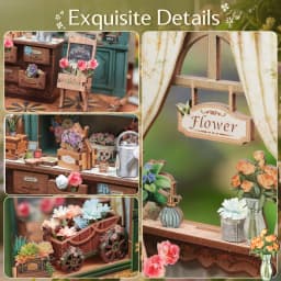 Original CUTEBEE 265pcs Blossom Florists Book Nook Kit DIY Miniature Flower House Dollhouse for Adults Booknook Tiny House Bookshelf Decor 3D Wooden Puzzle, DIY Craft Gifts for Family, Friends book nook kits for adults cute bee book nook kit