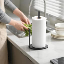304 Stainless Steel Kitchen Roll Holder with Weighted Base Heavy-Duty Countertop Organizer, Paper Towel Holder,Space-Saving Design for Paper Towels