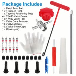 Heavy-Duty Tire Repair Kit with Valve Core Installer Portable Roadside Emergency Tire Patching Tools Suitable for Car, ATV, Puncture