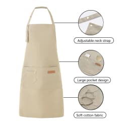 Kitchen Apron Unisex Cotton Canvas Adjustable Neck Waist Ties, Chef Cooking Baking Waiter Apron for Men Women, 2025 Best Seller