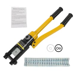 16 Ton Hydraulic Wire Crimper Tool with 11 Dies YQK-300, 180° Rotatable Head for Tight Spaces, Hardened Steel Dies Auto Release, for Welding Cables, Power Wires, and Electrical Terminals