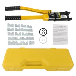 16 Ton Hydraulic Wire Crimper Tool with 11 Dies YQK-300, 180° Rotatable Head for Tight Spaces, Hardened Steel Dies Auto Release, for Welding Cables, Power Wires, and Electrical Terminals