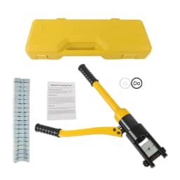 16 Ton Hydraulic Wire Crimper Tool with 11 Dies YQK-300, 180° Rotatable Head for Tight Spaces, Hardened Steel Dies Auto Release, for Welding Cables, Power Wires, and Electrical Terminals