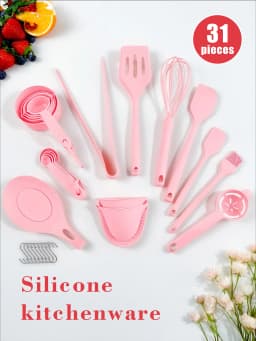 30+1 Pcs Silicone Kitchen Utensils Set with Storage, Heat Resistant Non-Stick Baking Tools