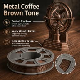300g PETG Filament 1.75mm 3D Printer Filament Metallic Coffee Brown Shiny Glossy Finish Mini Spool Heat Resistant Easy Printing