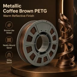 300g PETG Filament 1.75mm 3D Printer Filament Metallic Coffee Brown Shiny Glossy Finish Mini Spool Heat Resistant Easy Printing
