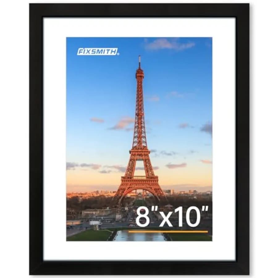 8X10 Picture Frame For Tabletop Or Wall Display, HD Plexiglass, Black, Lightweight And Shatter-Resistant, Fits 5X7 With Mat Or