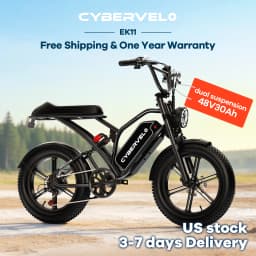 Cybervelo 1000W Electric Bike for Adults 20" Fat Tire All-Terrain E-Bike 48V 20AH/30AH Removable Battery 30MPH Electric Dirt Bike EK11