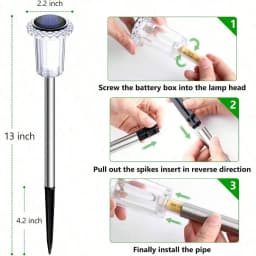 4pcs Outdoor Solar Stainless Steel Tube Garden Light, IP44 Waterproof, Compact And Practical, Diamond Pattern Solar Crystal Light Holder, Suitable For Garden, Lane, Garden Lighting Decoration (Warm Light/White Light)