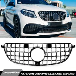 For 2016-2019 Mercedes W166 GLE63 AMG GT R Front Bumper Grille Chrome+Black