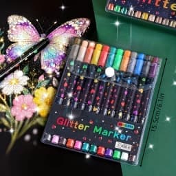 24 Colors Double Head Glitter Markers Fast Drying Fine Tip Pen Set for Scrapbooking Card Making Journaling Art Coloring