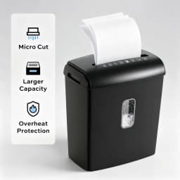 Deli 8-Sheet Micro Cut Shredder P5 Security Level 4 Gal Wastebasket with Handle Transparent Window for Home Office Credit Card
