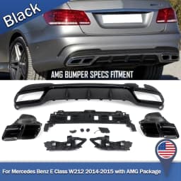Rear Bumper Diffuser For Mercedes Benz E Class W212 Saloon with AMG Line 2014-2016 AMG E63 Style Gloss Black Accessories