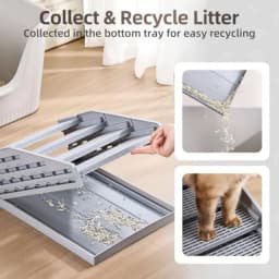 Adjustable Litter Box Step, Elevated Cat Ramp/Stairs with Filter Function, Anti-Tracking, Easy to Clean, Fits Automatic Litter Boxes, for Small & Elderly Cats, Non-Slip(Grey)