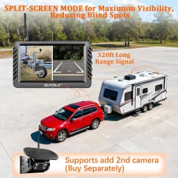X5 Magnetic Solar Wireless Backup Camera System with 5" 2CH HD Monitor 1-Min Zero-Install 320ft Transmission Range 10000mAh 5W Solar Panel IP68 Waterproof 1080P IR Night Vision Parking Assist for Truck Bus RV Semi Trailer Box Truck Van Pickup