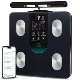 Arboleaf Smart Body Fat Scale 8-Electrode Dual-Frequency BIA, Digital Bathroom Weight Scale with Handle, 50+ Body Metrics, 7-in-1 Display, APP Sync