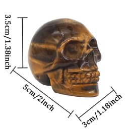 2 Inch Tiger Eye Skull Carved Natural Crystal Stone Handmade Protection Home Office Desk Decor Collectible Gift for Crystal Lover