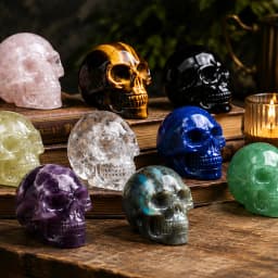 2 Inch Tiger Eye Skull Carved Natural Crystal Stone Handmade Protection Home Office Desk Decor Collectible Gift for Crystal Lover