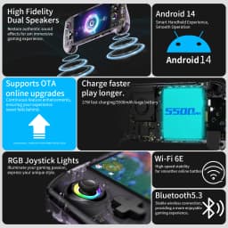 Anbernic RG557 / RG556 Retro Handheld Game Console 5.48-inch AMOLED Screen Android 5500mAh Hall Triggers Video Game Player Supports 1080p Display Port Output WiFi Bluetooth Streaming