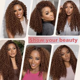 Chocolate Brown Kinky Curly Crochet Human Hair Extension Invisible Knots Pre Separated Water Wave Feather Crochet Braids Hair Deep Wave Hair Bundles