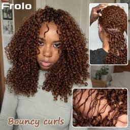 Chocolate Brown Kinky Curly Crochet Human Hair Extension Invisible Knots Pre Separated Water Wave Feather Crochet Braids Hair Deep Wave Hair Bundles