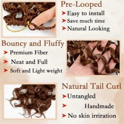 Chocolate Brown Kinky Curly Crochet Human Hair Extension Invisible Knots Pre Separated Water Wave Feather Crochet Braids Hair Deep Wave Hair Bundles