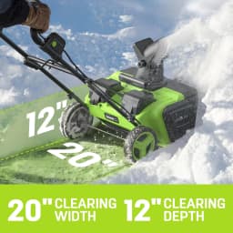Deli 2x21V Cordless Snow Blower 20 Inch Brushless Snow Thrower with 2 Batteries and Charger for Lawn Patio