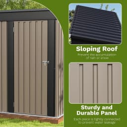 Outdoor Storage Shed, Brown | Tool Shed, Sloping Roof, Lockable Door, Metal Shed for Backyard Garden Patio Lawn