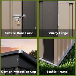 Outdoor Storage Shed, Brown | Tool Shed, Sloping Roof, Lockable Door, Metal Shed for Backyard Garden Patio Lawn