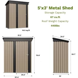 Outdoor Storage Shed, Brown | Tool Shed, Sloping Roof, Lockable Door, Metal Shed for Backyard Garden Patio Lawn