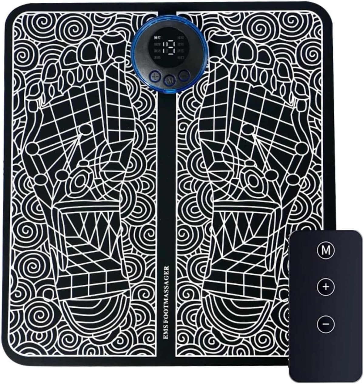 EMS Foot Massager Mat TENS & PMS Foot Stimulator – Electric Muscle Stimulator, Adjustable Intensity, Lightweight Design for Home, Travel, and Office Use, Rechargeable Leg Reshaping Muscle Pain Relax Massage Mat W-6 Modes 9 Intensity Levels