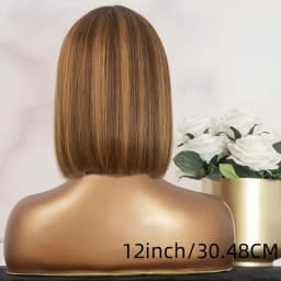 TIMOPOL 180% Density Straight Short Bob Human Hair Wig, Women’s 13x4 HD Transparent Lace Frontal, Trendy P4/27 Highlight Shade, Pre‑Plucked Hairline