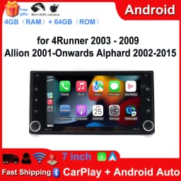 Android 13 Player Dual Knob Car Radio Stereo GPS Navigation with CarPlay/Android Auto 7 Inch Bluetooth Player Compatible for 4Runner 2003-2009 Allion 2001-Onwards Alphard 2002-2015