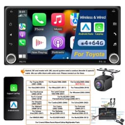Android 13 Player Dual Knob Car Radio Stereo GPS Navigation with CarPlay/Android Auto 7 Inch Bluetooth Player Compatible for 4Runner 2003-2009 Allion 2001-Onwards Alphard 2002-2015