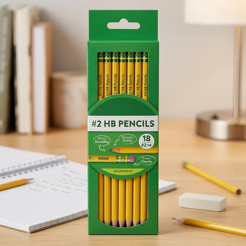 18 Count Pre‑Sharpened No.2 Wood‑Cased Pencils Smooth Graphite Satin Finish Clean Erasable Non‑Toxic Wood Pencils For School Exam Writing Stationery Supplies