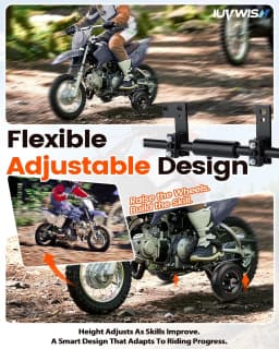 Dirt Bike Training Wheels For 49cc 50cc Universal For Razor MX125 MX350 MX400 For Yamaha PW50 TTR50 CRF50 XR50 Z50 Z50R Dirt Mini Bike Height Adjustable Sturdy Durable Heavy-Duty Build Iron