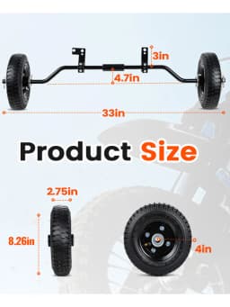 Dirt Bike Training Wheels For 49cc 50cc Universal For Razor MX125 MX350 MX400 For Yamaha PW50 TTR50 CRF50 XR50 Z50 Z50R Dirt Mini Bike Height Adjustable Sturdy Durable Heavy-Duty Build Iron