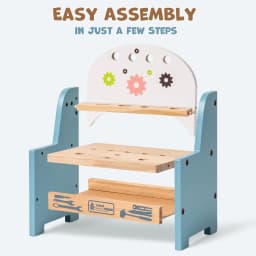 ROBUD Mini Wooden Play Tool Workbench Set Role Play Set Montessori Toys Ideal Birthday Gift for 3+ Years Old Boys Girls