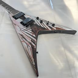 Factory Custom V-Shaped Electric Guitar with Splatter Finish, 24-Fret Dual Pickups, Metal Rock Performance Exotic Electric Guitar