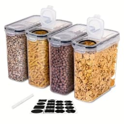 4 Pack Airtight Cereal Dry Food Storage Containers Kitchen Pantry for Flour Sugar Rice Nuts Snacks 4L