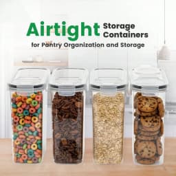 4 Pack Airtight Cereal Dry Food Storage Containers Kitchen Pantry for Flour Sugar Rice Nuts Snacks 4L
