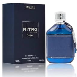 Men Dumont Nitro Blue Pour Homme Eau De Parfum 100ml, Premium Blue Leather Wrapped Bottle, Long‑Lasting Fresh Woody Aquatic Scent For Daily Wear & Gifting