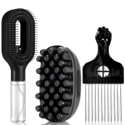 3Pcs Multi‑function Hair Styling Comb Kit Spray Detangler Brush Scalp Massage Cushion Brush Afro Hair Pick for Men Women