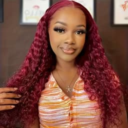 TIMOPOL 180% Density Glueless Jerry Curly Human Hair Wig, Women’s 13x4 HD Transparent Lace Frontal, Rich 99J Burgundy Wine‑Red Tone, Pre‑Plucked Hairline