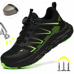 All Seasons Black Steel Toe Sneakers for Women Men, Full Sizes Impact Resistant Steel Toe Cap Work Shoes, Lightweight Comfortable Industrial Safety Shoes, Wear Resistant Durable Construction Footwear, Perfect Labor Day & Father’s Day Gift