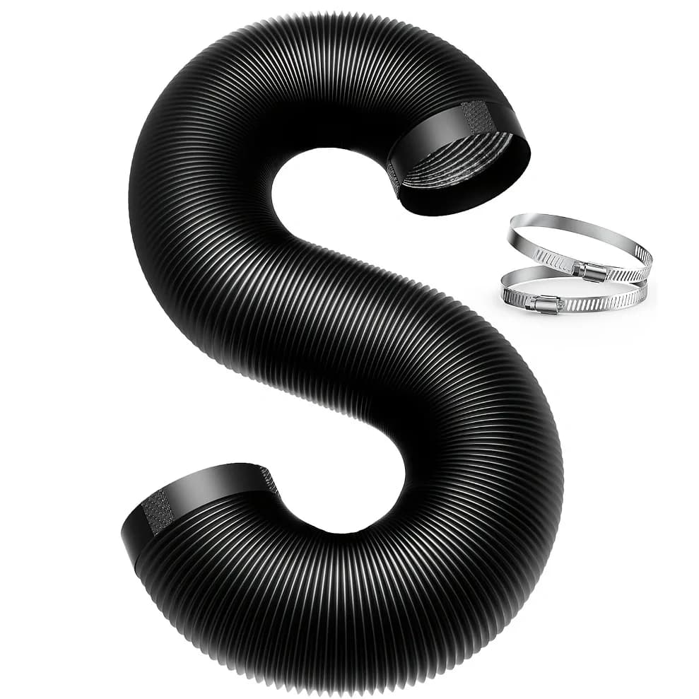 4 Inch X 16 Ft Aluminum Foil Insulated Flexible Duct, Dryer Vent Hose for HVAC Ventilation & Duct Fan Systems, Includes 2 Clamps